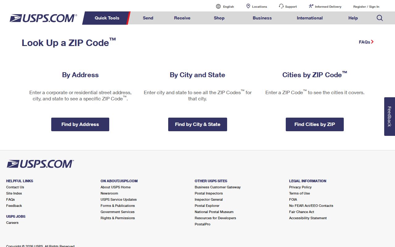 Springfield ZIP Code Directory USPS ZIP Code Lookup for address verification
